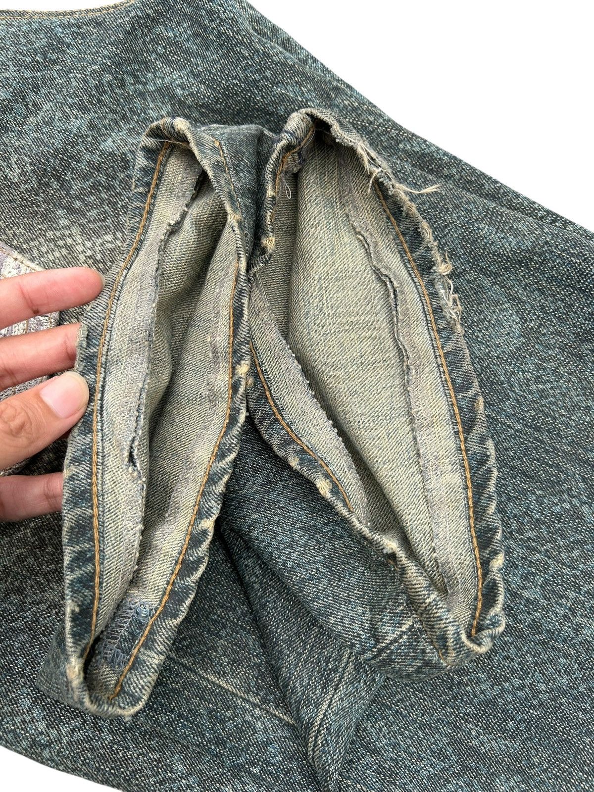 Kapital Karakuri Tamashii Embroidered Japanes Snake Skin Denim Jeans Size US 35 - 17 Thumbnail