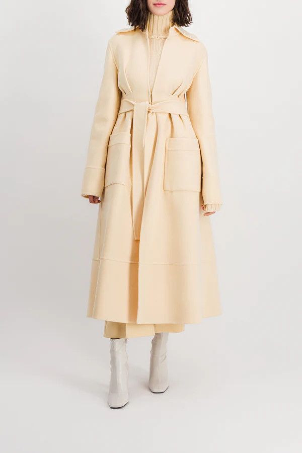 Jil Sander o1y0925 Belted Coat in Pastel Yellow Size XS / US 0-2 / IT 36-38 - 1 Thumbnail