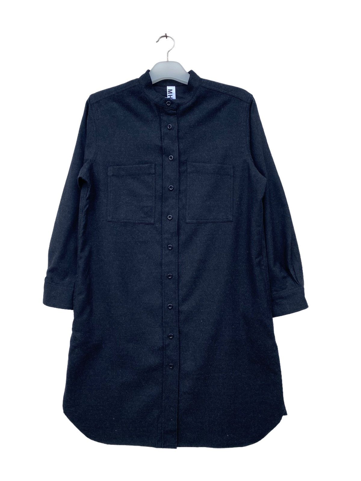 image of Margaret Howell Button Down Midi Dress in Black, Women's (Size Medium)