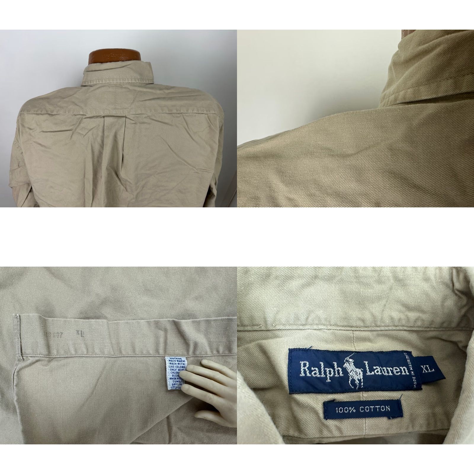 Ralph Lauren VINTAGE Ralph Lauren Shirt Men XL Oversized 90s Twill Beige Size US XL / EU 56 / 4 - 8 Thumbnail