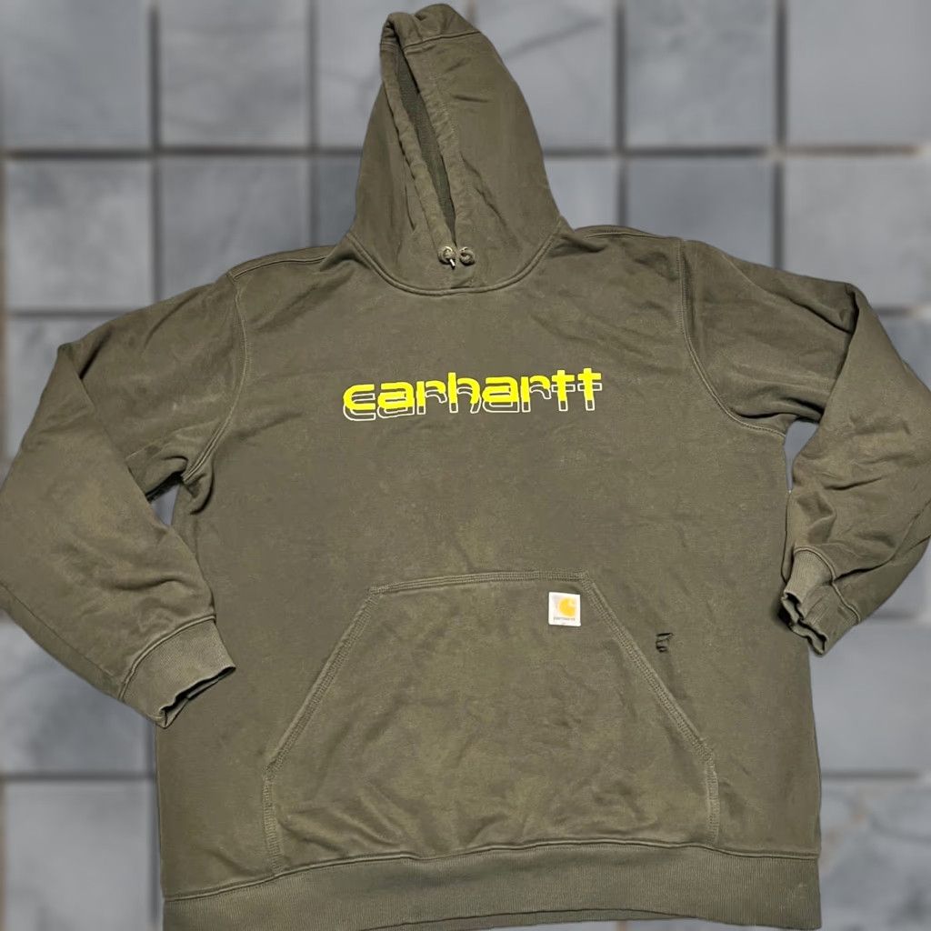 Carhartt Carhartt Hoodie Mens XL Loose Fit Graphic Sweatshirt Green Distressed Size US XL / EU 56 / 4 - 1 Thumbnail