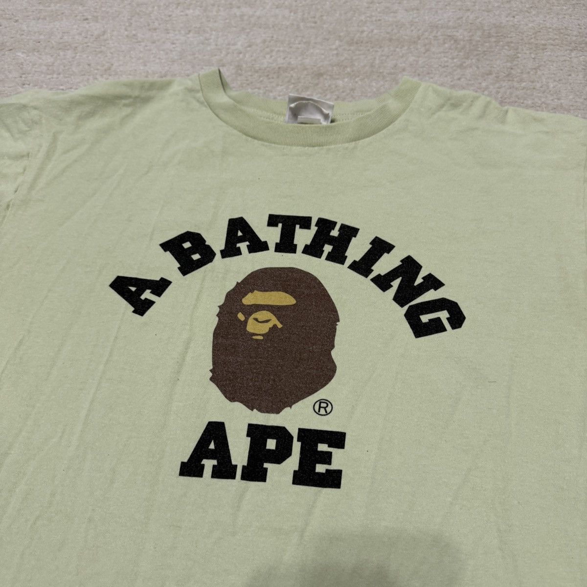 A Bathing Ape BAPE Pigment College T-Shirt Green Men's XL