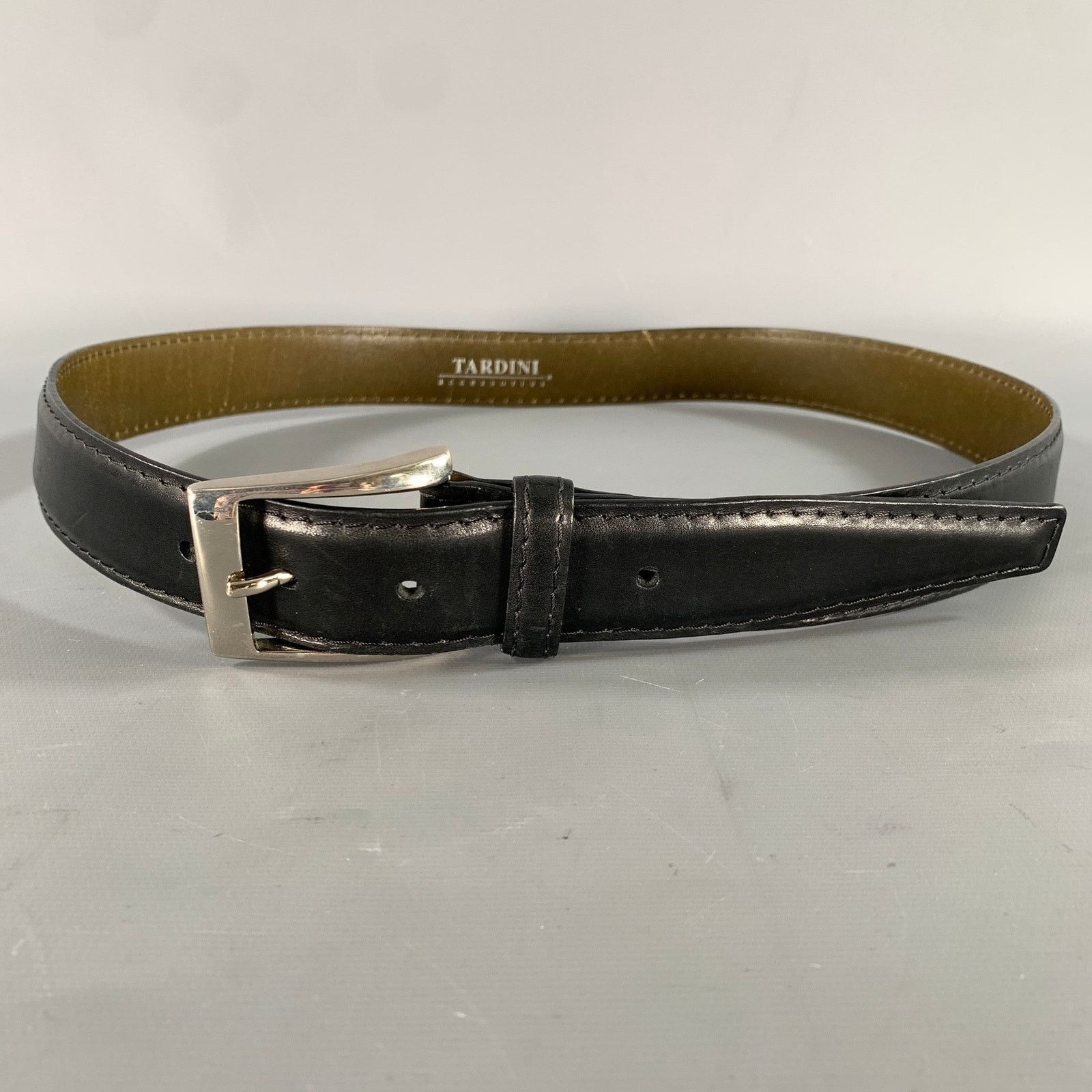 Other TARDINI Size 38 Black Crackled Leather Belt Size 38 - 1 Thumbnail