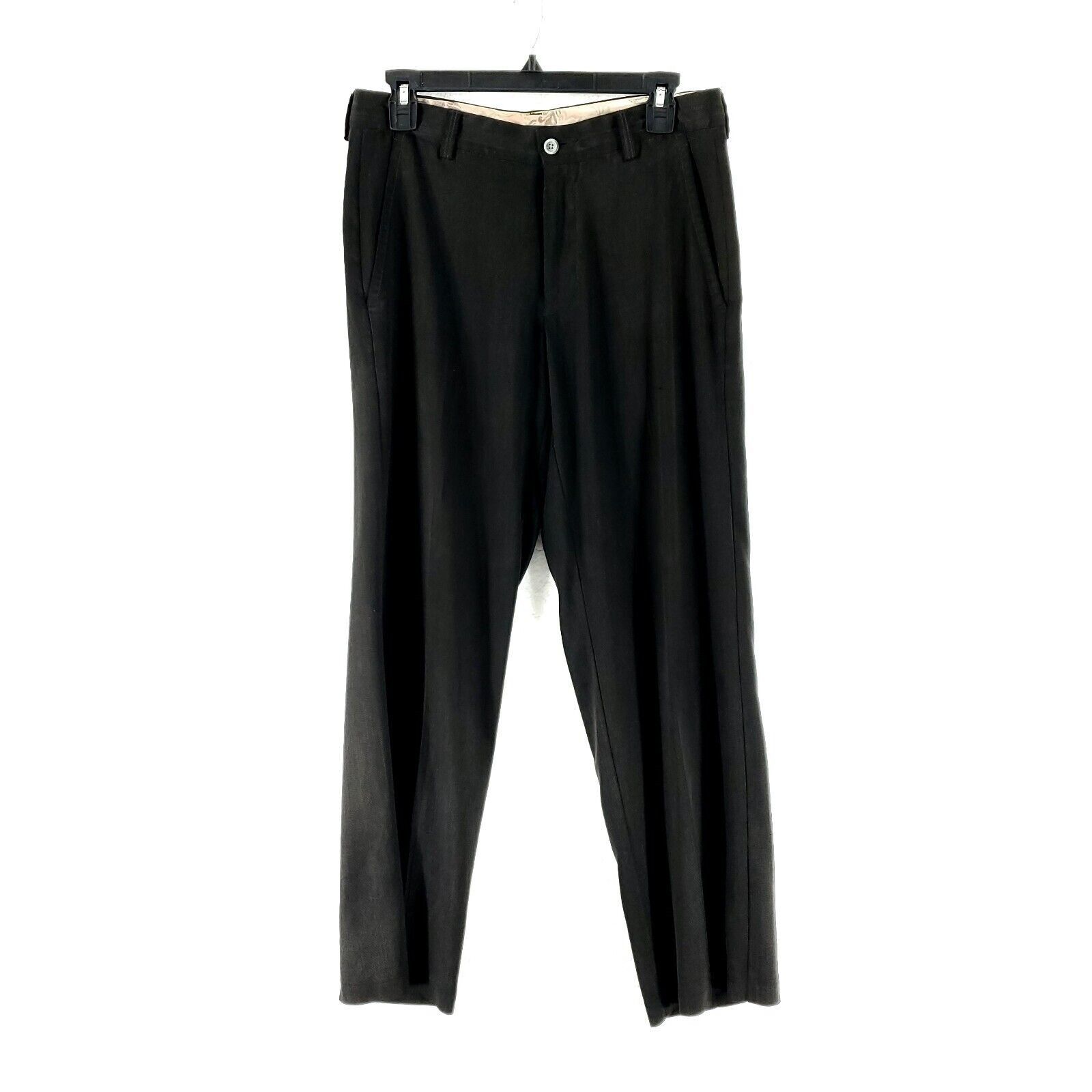 Tommy Bahama DAMAGED Tommy Bahama Tencel Wool Black Flat Front Low Rise D Size 34R - 1 Thumbnail