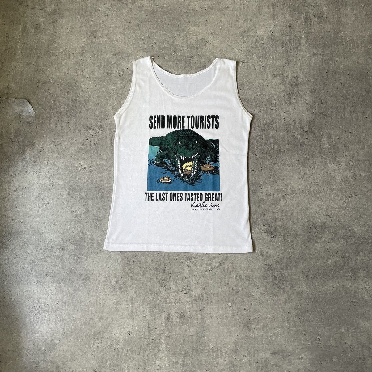 Vintage Vintage 80s Send More Tourists White UnderShirt Size US M / EU 48-50 / 2 - 1 Thumbnail