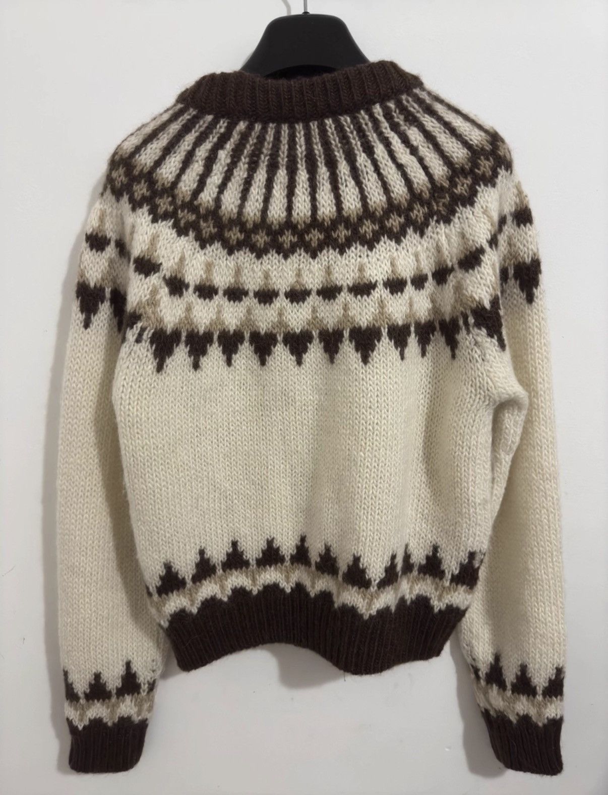 Saint Laurent Paris Saint Laurent Crewneck Cream/Brown Fair Isle Knit Sweater Size US L / EU 52-54 / 3 - 2 Thumbnail