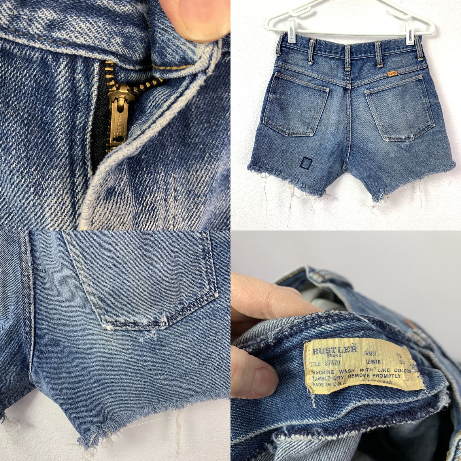 Vintage VINTAGE Rustler Denim Shorts Jeans Cut-Off 90s Distressed Patch Frayed High Rise 32 Womens Size 24" / US 00 / IT 34 - 8 Thumbnail