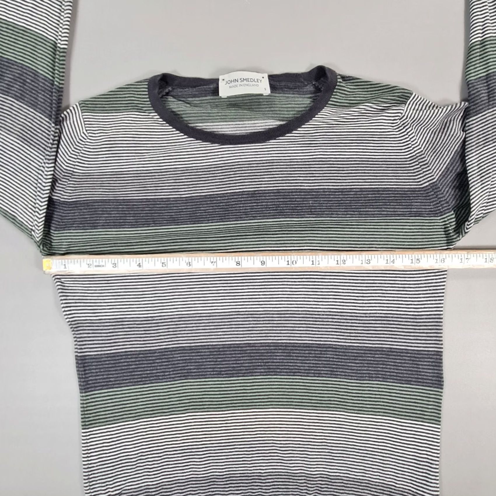 John Smedley John Smedley Womens Jumper Grey Small Striped Crew Neck Knit Pullover 100% Cotton Logo England Wool City Womens, Regular Fit, Long Sleeve, Casual Size S / US 4 / IT 40 - 6 Thumbnail