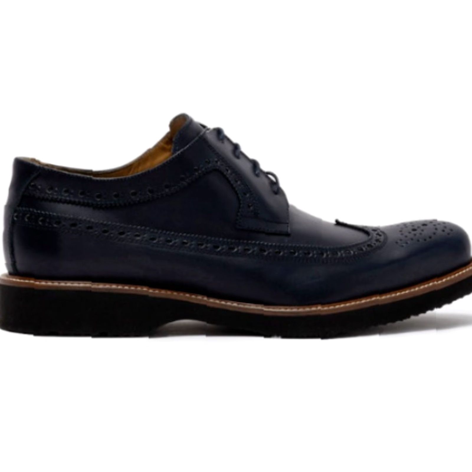 BUGATCHI BUGATCHI Wingtip Leather Derby-Style LK201-Size 8 Derby Shoe Dark Navy Men Leather Wingtip Dress Shoes Mens 8 Size US 8 / EU 41 - 2 Thumbnail