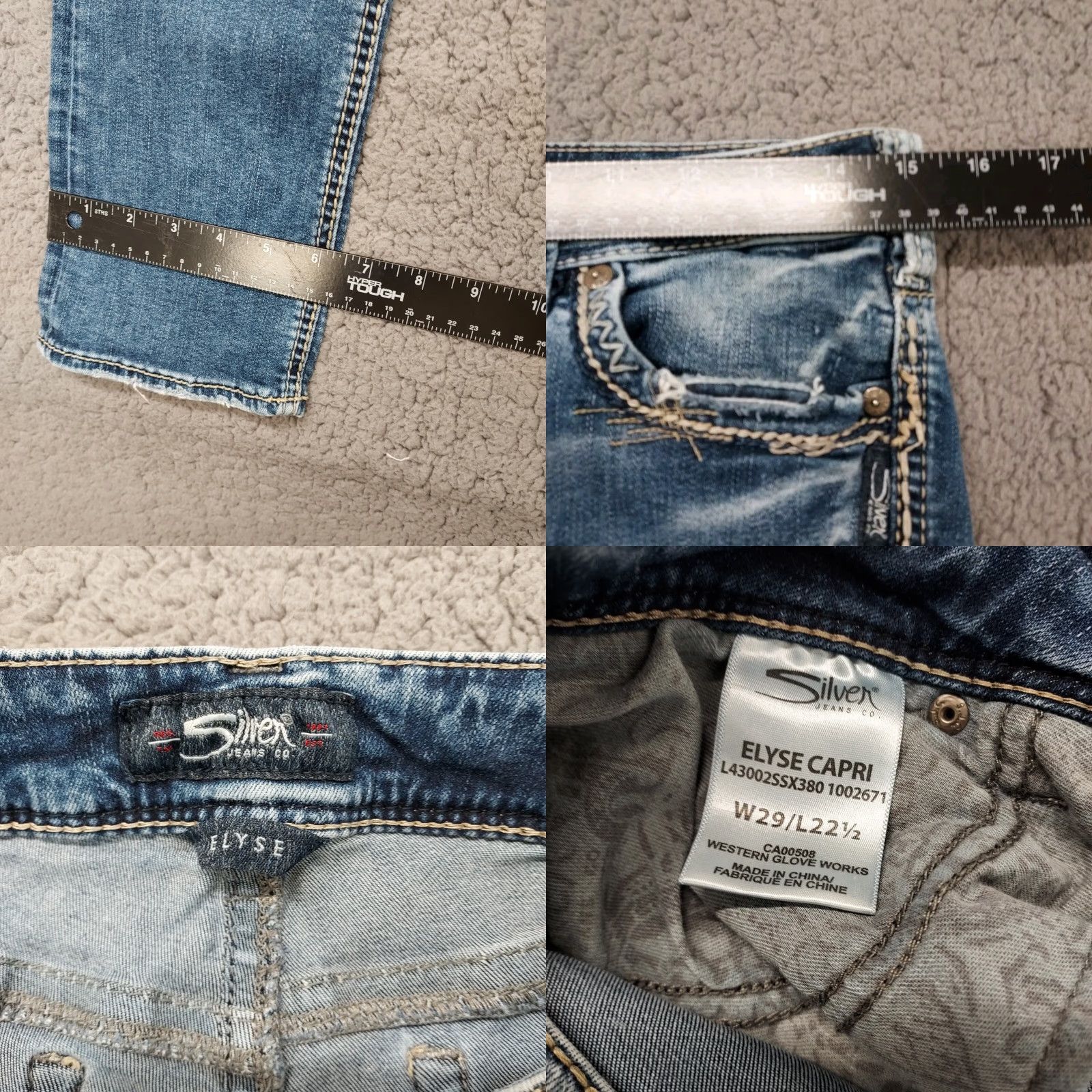 Silver Jeans Co. Silver Jeans Elyse Capri Jeans Women's 29 Regular Medium Wash Blue Denim Distressed Capris Size 29" - 8 Thumbnail