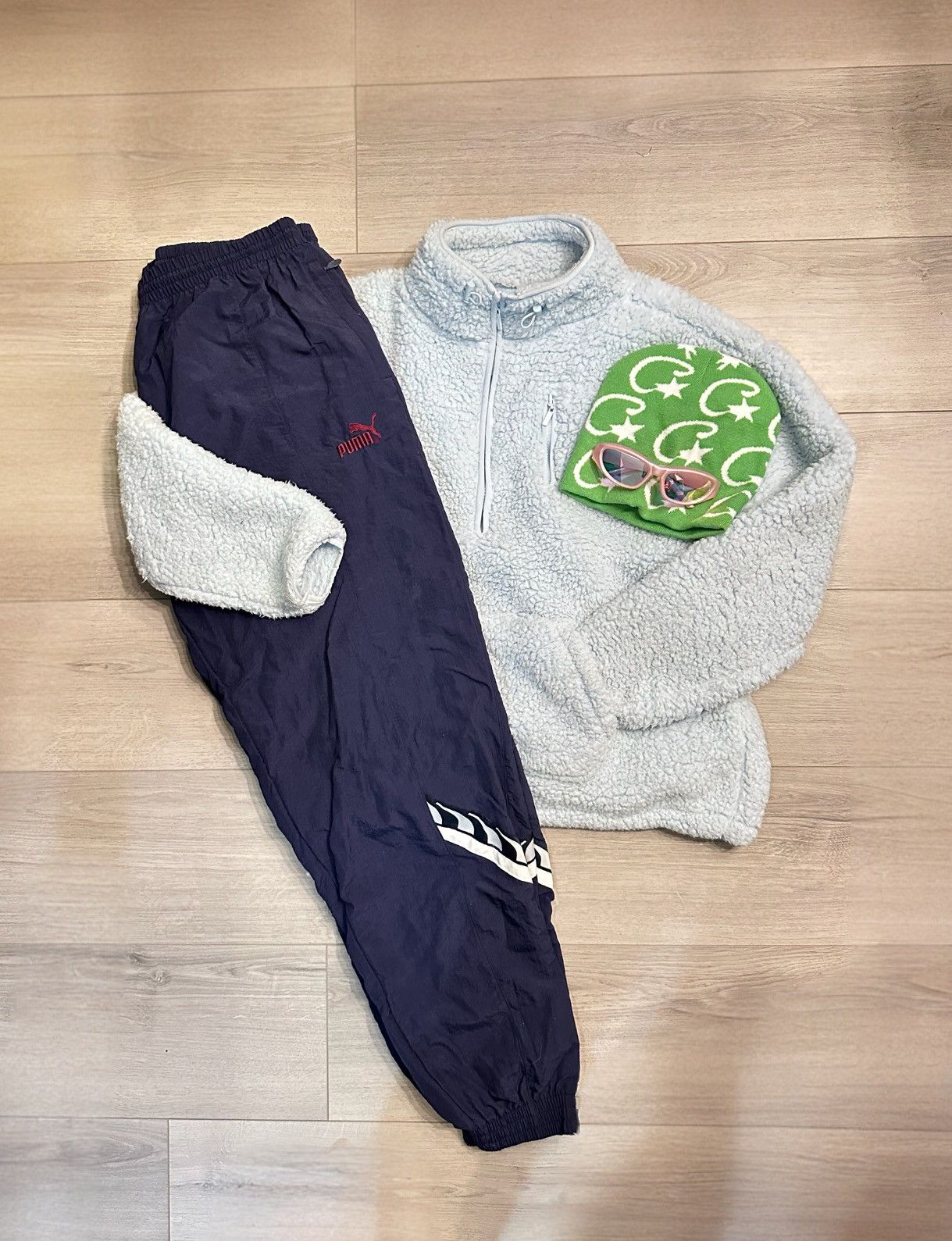 Puma 90s Puma Embroidered Navy Blue/Purple Cuffed Track Pants Size US 38 / EU 54 - 3 Thumbnail