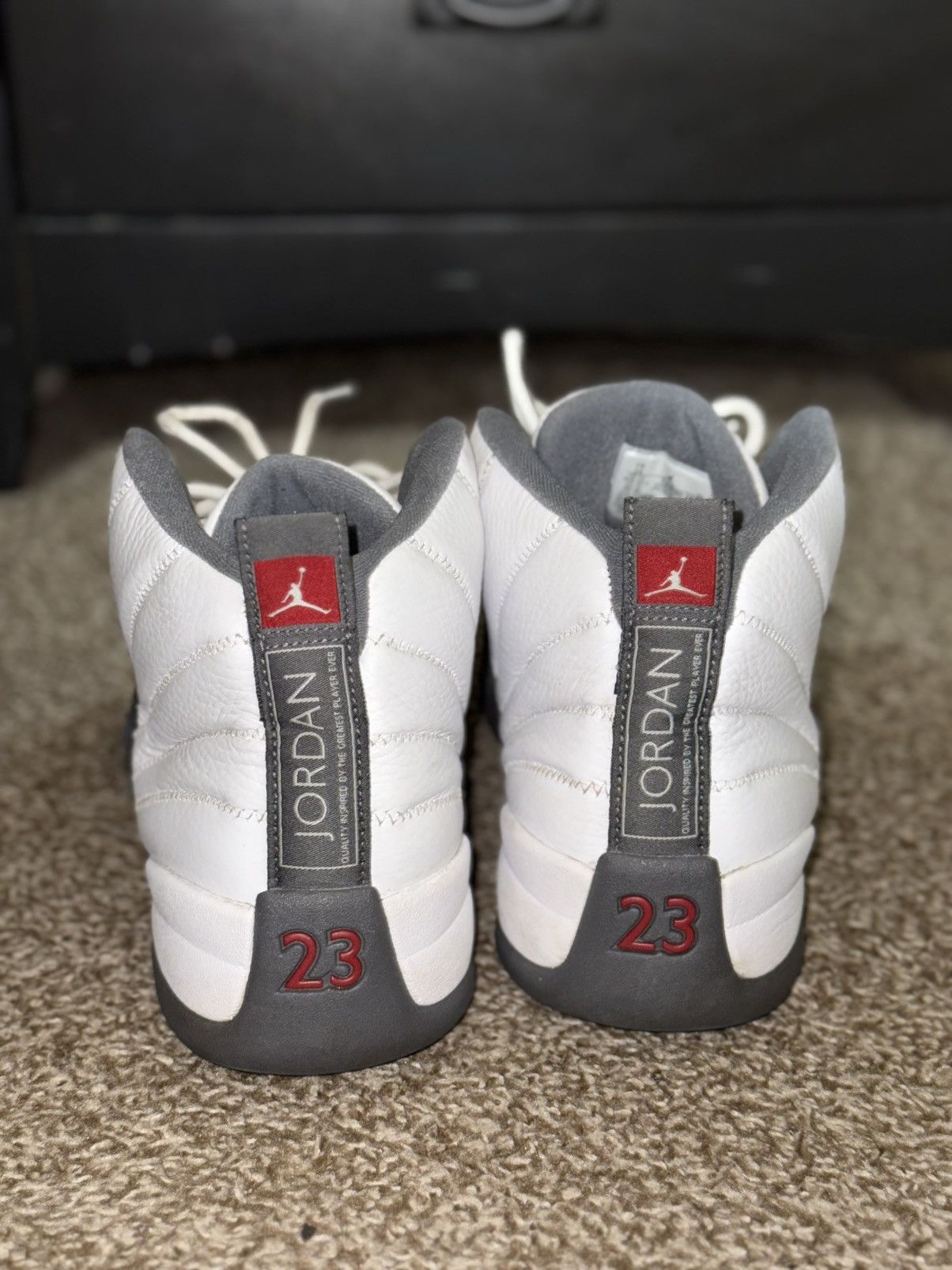 Jordan Brand Jordan 12 Retro White Dark Grey Size US 13 / EU 46 - 4 Thumbnail