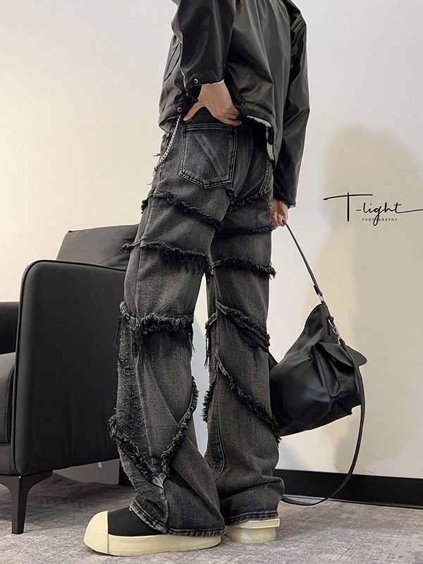 Japanese Brand × Jean Retro loose washed patchwork jeans Size US 32 / EU 48 - 3 Thumbnail