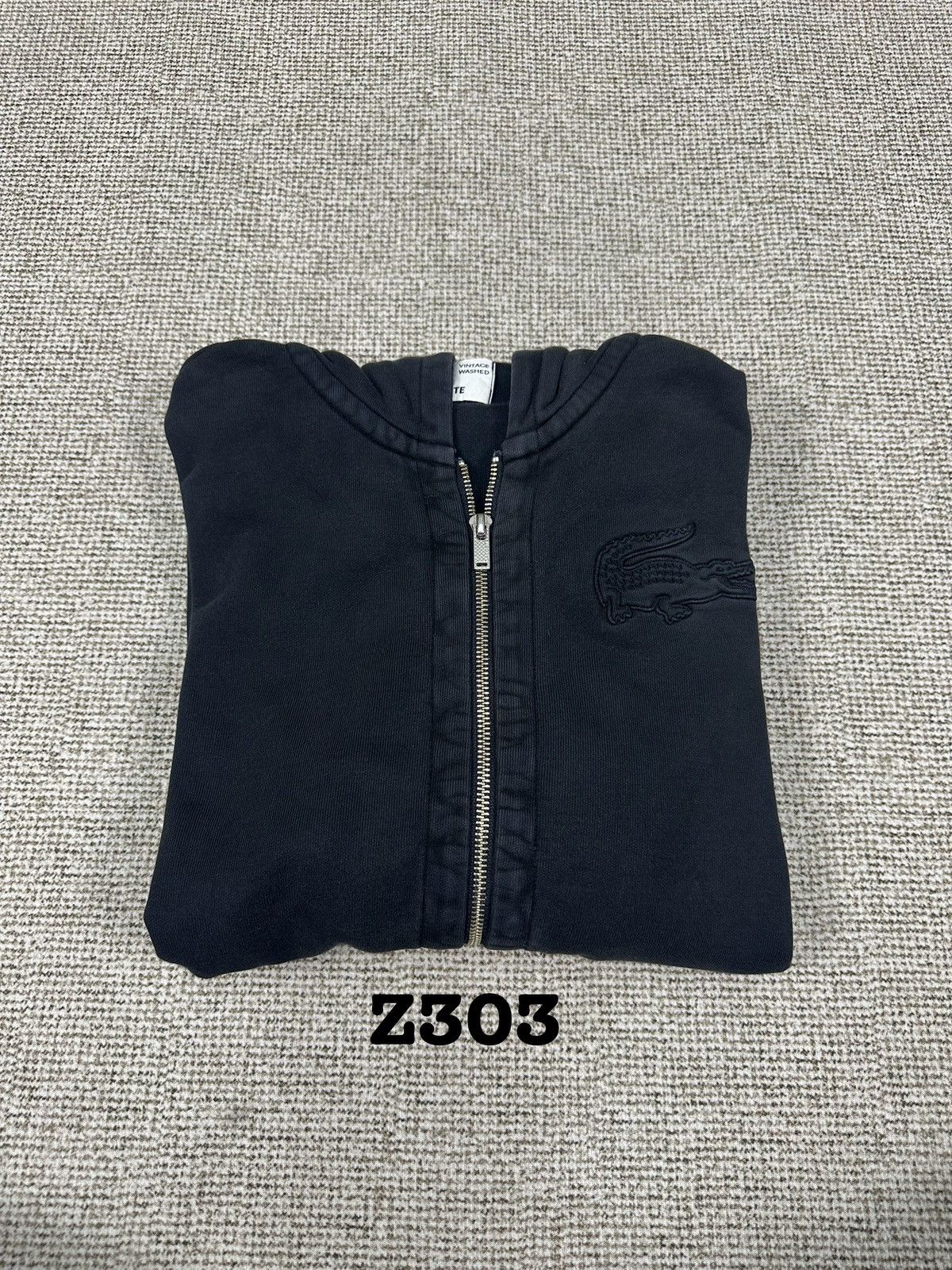 Lacoste Lacoste All Black Zipper Faded Washed Hoodie Z303 Size US M / EU 48-50 / 2 - 12 Thumbnail