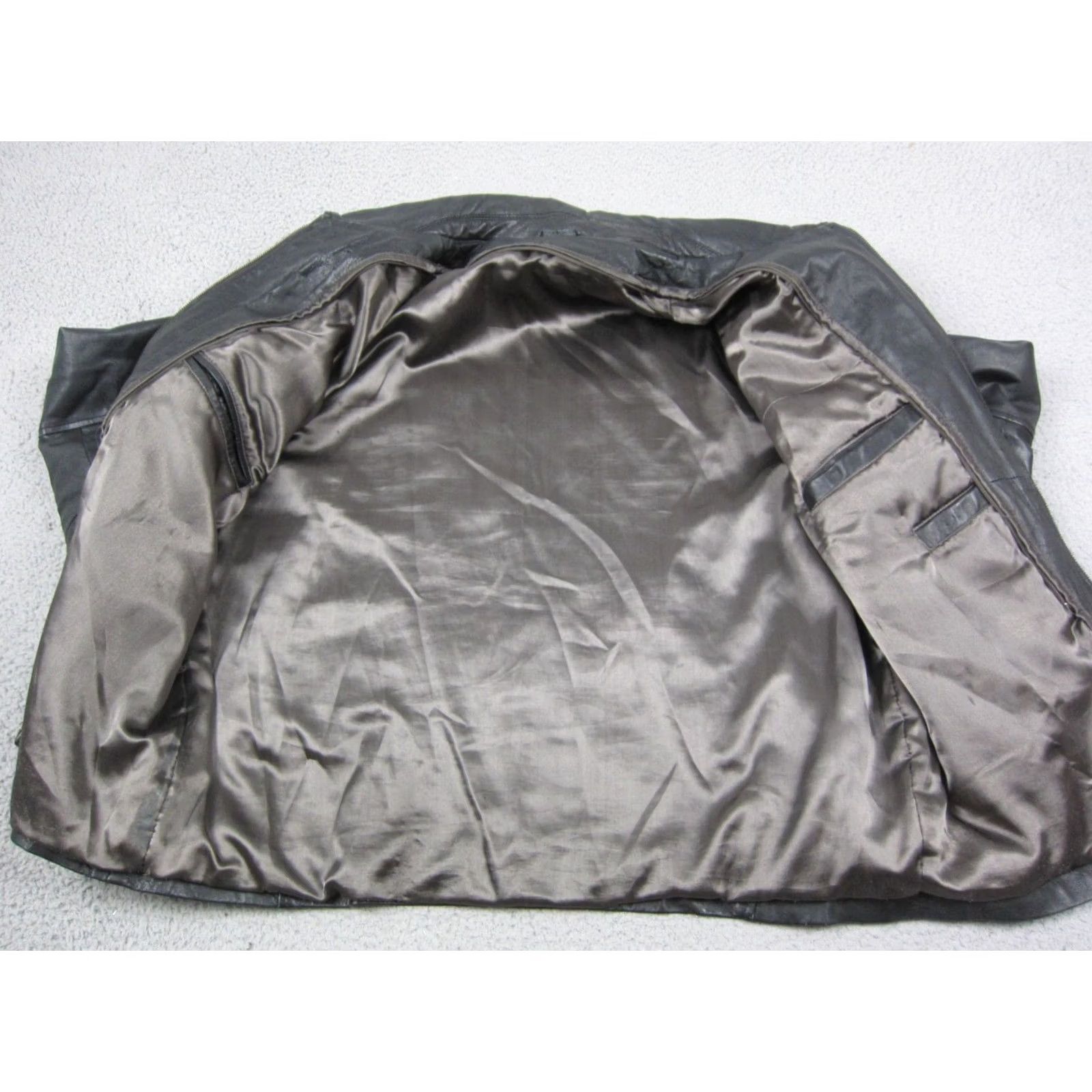 Vintage VINTAGE Leather Jacket Mens XL Black Bomber Full Zip 90S Motorcycle Motorcycle 80s Biker Western Distinctive Zipper Regular Men Size US XL / EU 56 / 4 - 3 Thumbnail