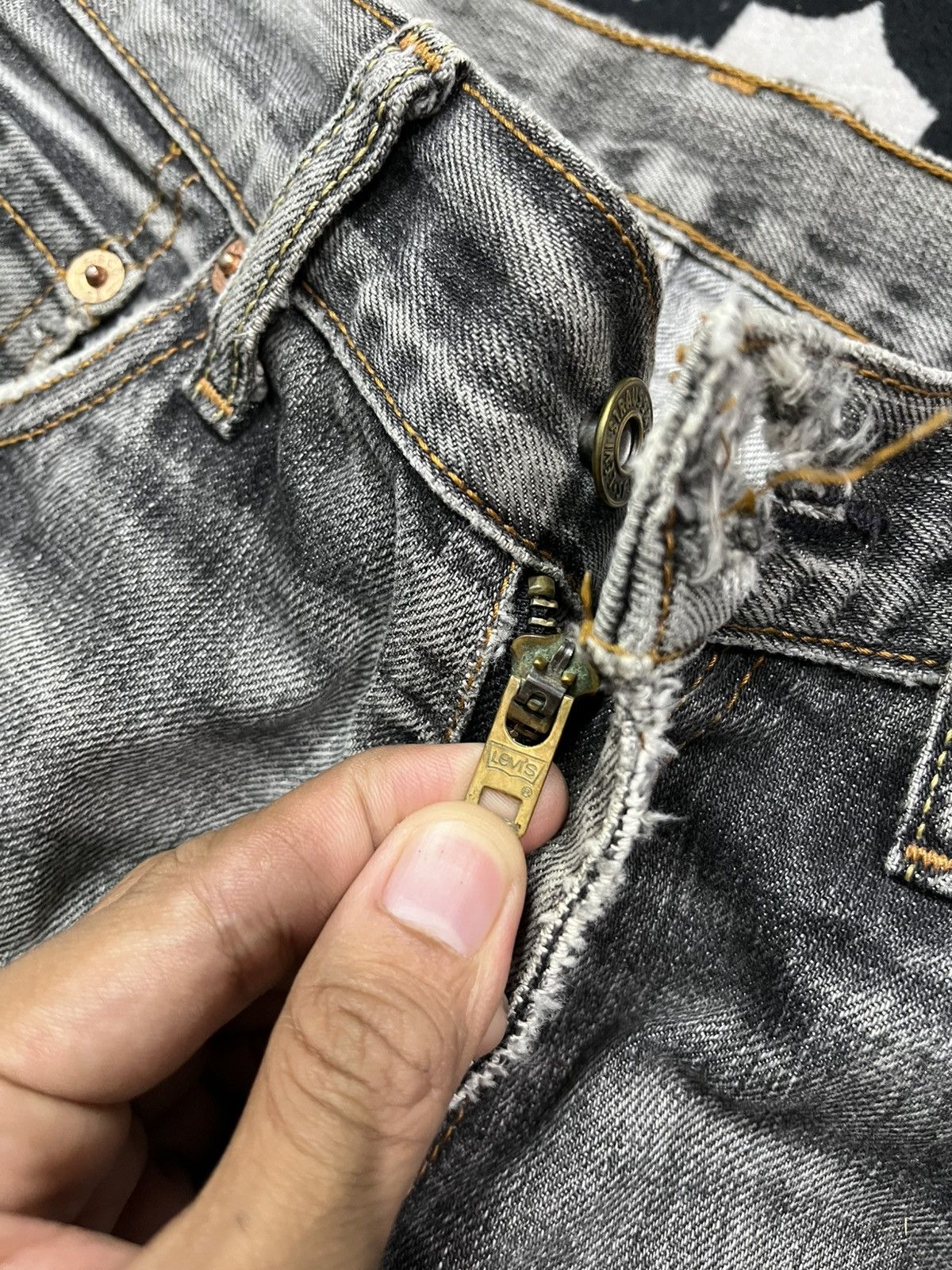 Levi's Vintage Clothing Rare 1990s levis 502 sashiko destroyed sun faded denim pants Size US 30 / EU 46 - 10 Thumbnail