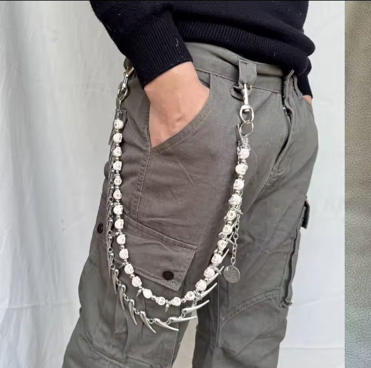 Other Punk Style Spiked Jeans Trouser Chain Double Layer Size ONE SIZE - 1 Thumbnail