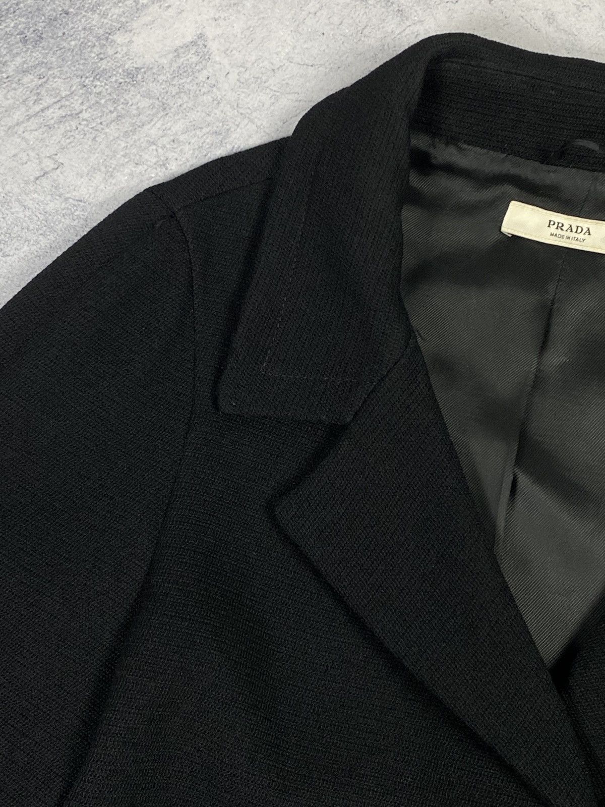 Prada Prada Button Front Collared Long Black Wool Coat Womens Size M / US 6-8 / IT 42-44 - 4 Thumbnail