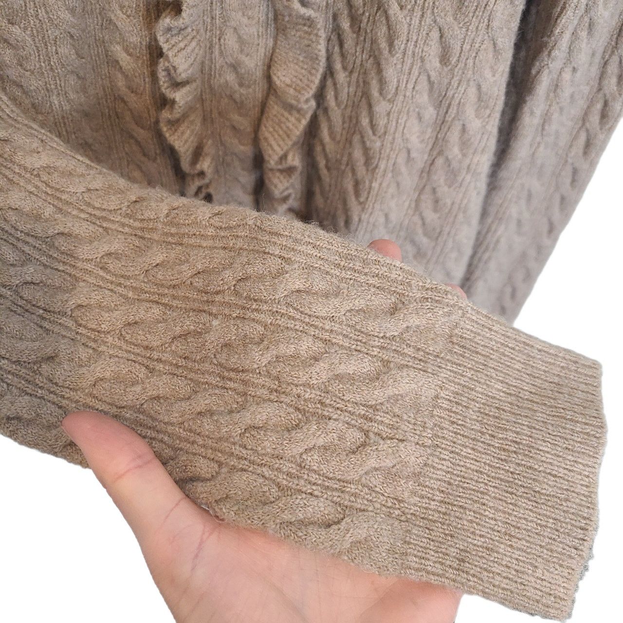 J.Crew J. Crew Womens Ruffle Front Cable Knit Turtleneck Sweater M Size M / US 6-8 / IT 42-44 - 5 Thumbnail