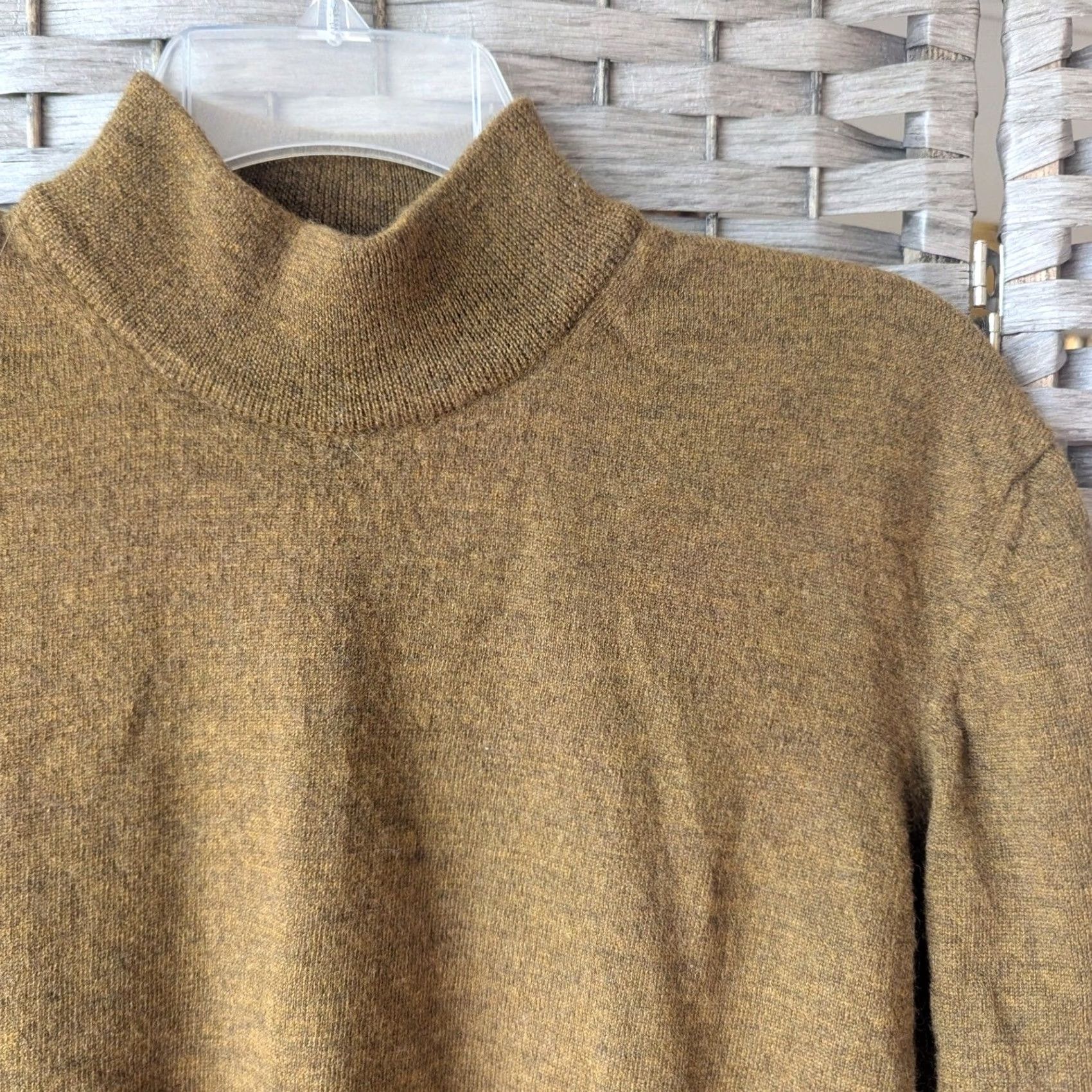 Olive Olive Brown 100% Merino Wool Long Sleeve Mock Neck Sweater Italy Womens XL Green Solid Knitted Pullover Size XL / US 12-14 / IT 48-50 - 3 Thumbnail