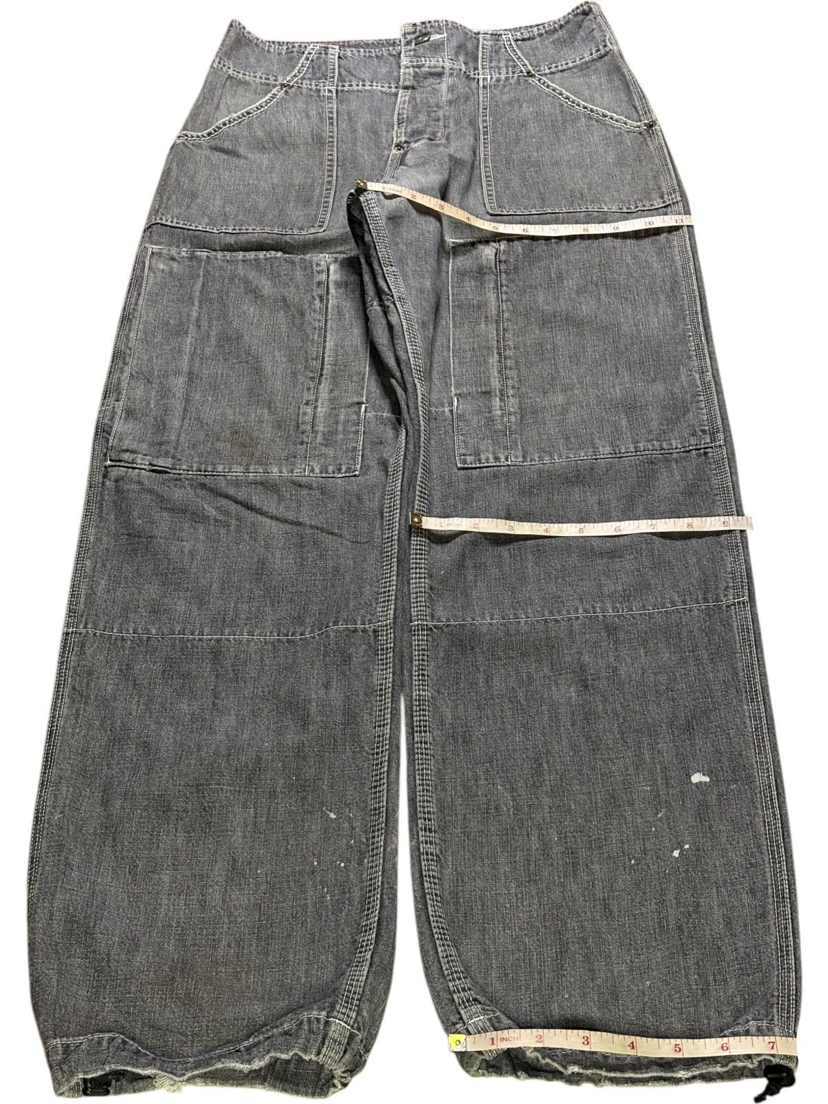 Japanese Brand × Rocawear Vintage Japanese Brand Tactical Cargo Acid Mud Wash Jeans Size US 29 - 13 Thumbnail