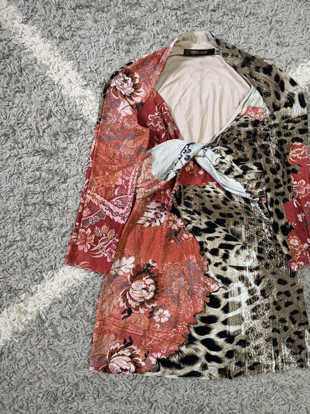 Roberto Cavalli Rare 2003 Roberto Cavalli Leopard & Floral Print Mini Dress Size M / US 6-8 / IT 42-44 - 3 Thumbnail