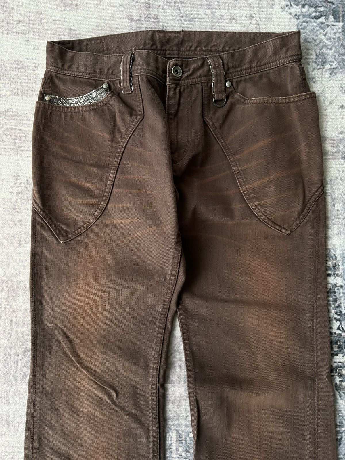 If Six Was Nine Flared Nicole Club Brown Snake Pants Size US 30 / EU 46 - 4 Thumbnail