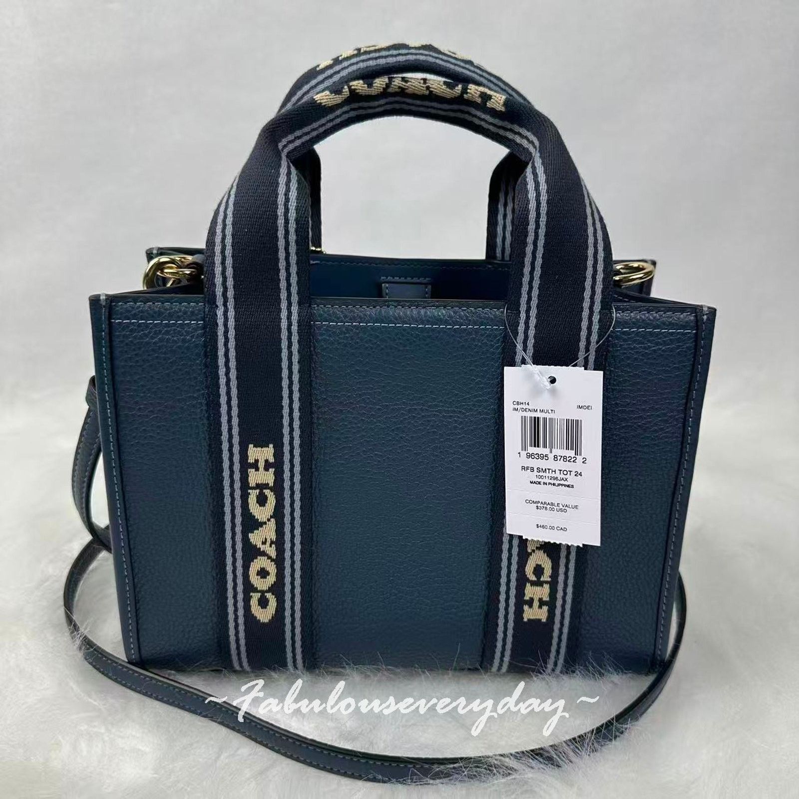 Coach Coach Smith Tote Bag 24 Crossbody Leather/Gold/Denim Multi Size ONE SIZE - 2 Thumbnail