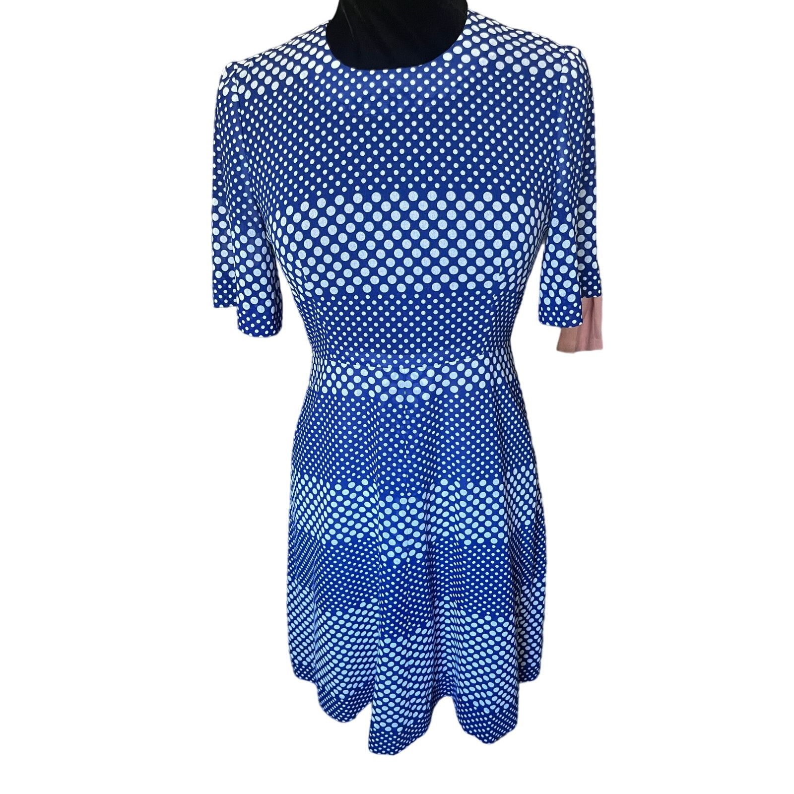 Vintage Vintage 70’s Blue Polka Dot Fit and Flare Dress Geek Small Size S / US 4 / IT 40 - 1 Thumbnail