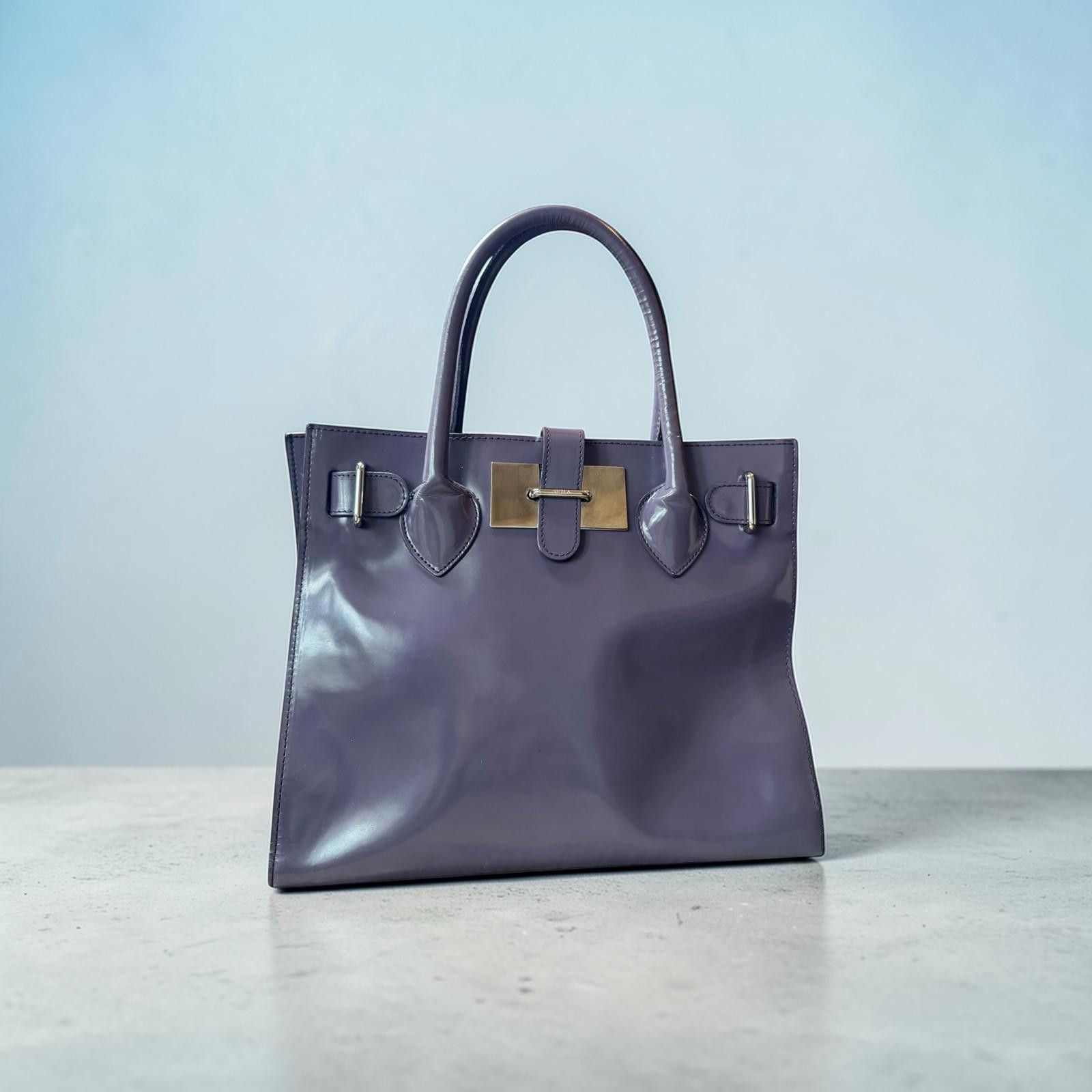 Furla Furla Purple Leather Structured Tote Satchel Bag Size ONE SIZE - 1 Thumbnail