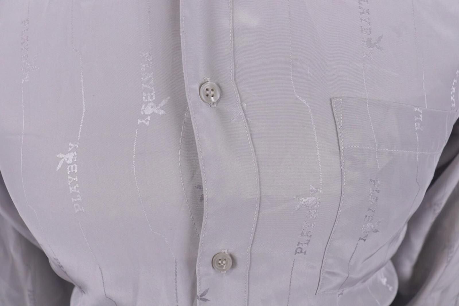 Playboy Play Boy Silk Look Striped Logo Printed Shirt Size 33 / 34 Size US M / EU 48-50 / 2 - 3 Thumbnail