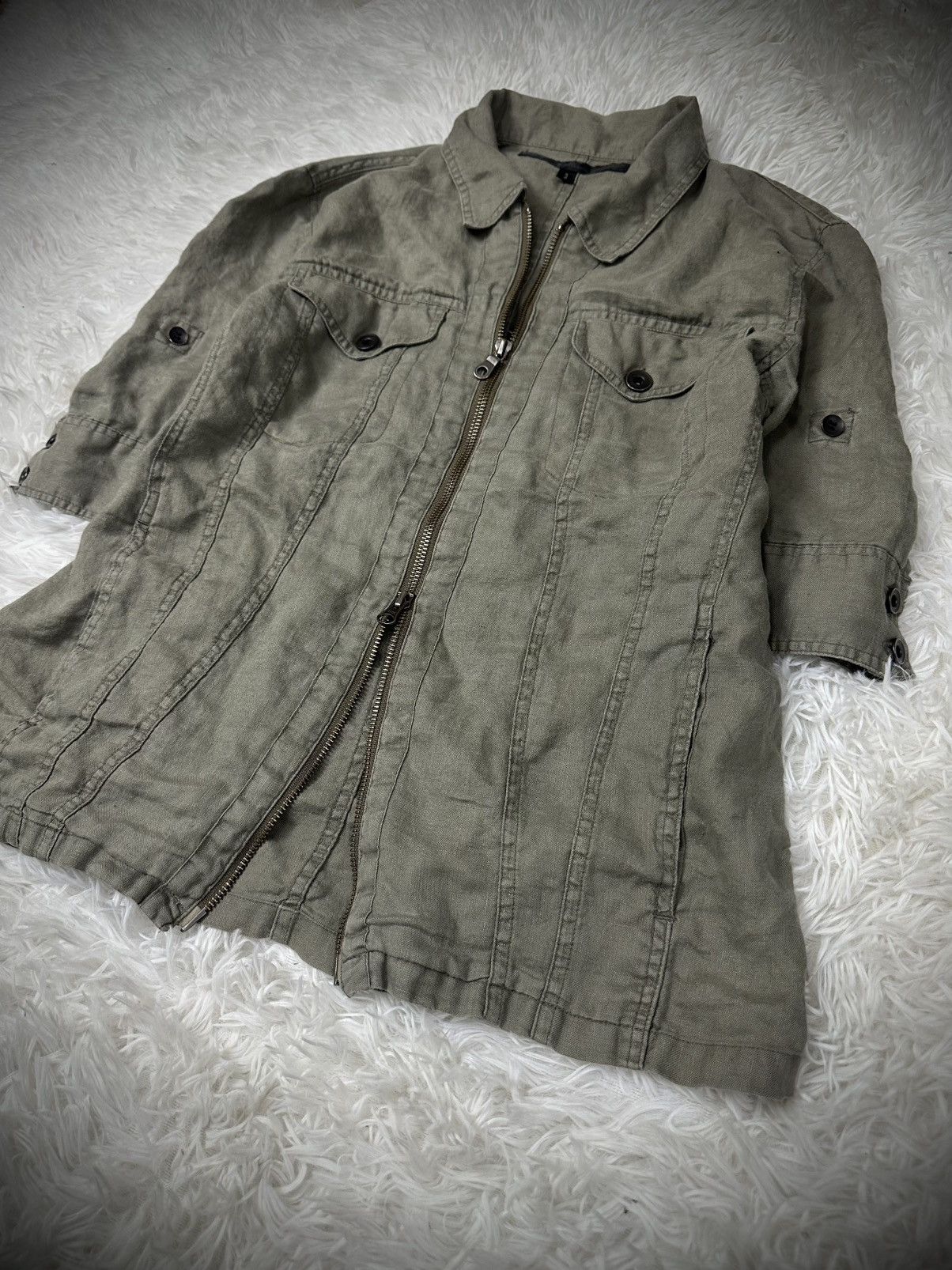 GOA 💥rare💥 japanese brand schlussel linen vkei military zipup Size US L / EU 52-54 / 3 - 4 Thumbnail