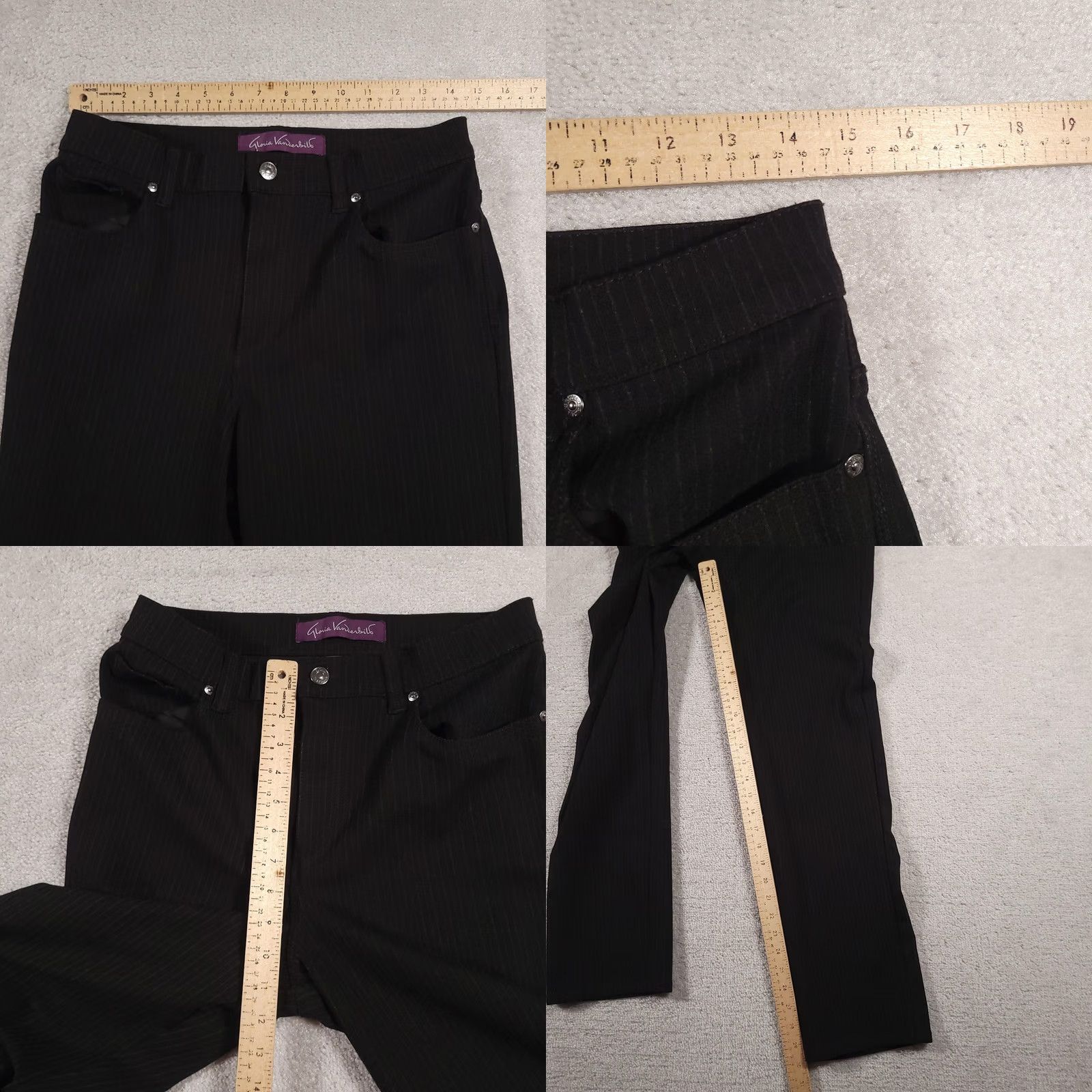 Gloria Vanderbilt Gloria Vanderbilt Pants Womens 10 Black Pinstripe Straight Leg Dress Trousers Slim Workwear Casual Size 32" / US 10 / IT 46 - 8 Thumbnail