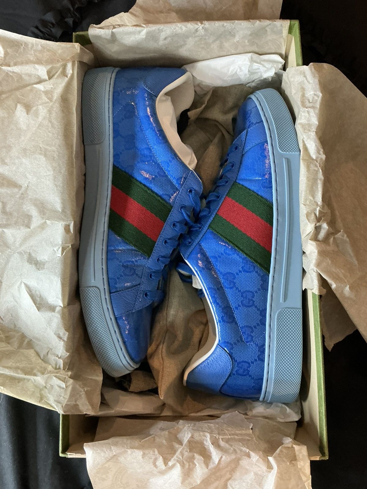 Gucci Gucci Screener GG Supreme Low-Top — Patent Blue Monogram Size US 10 / EU 43 - 3 Thumbnail
