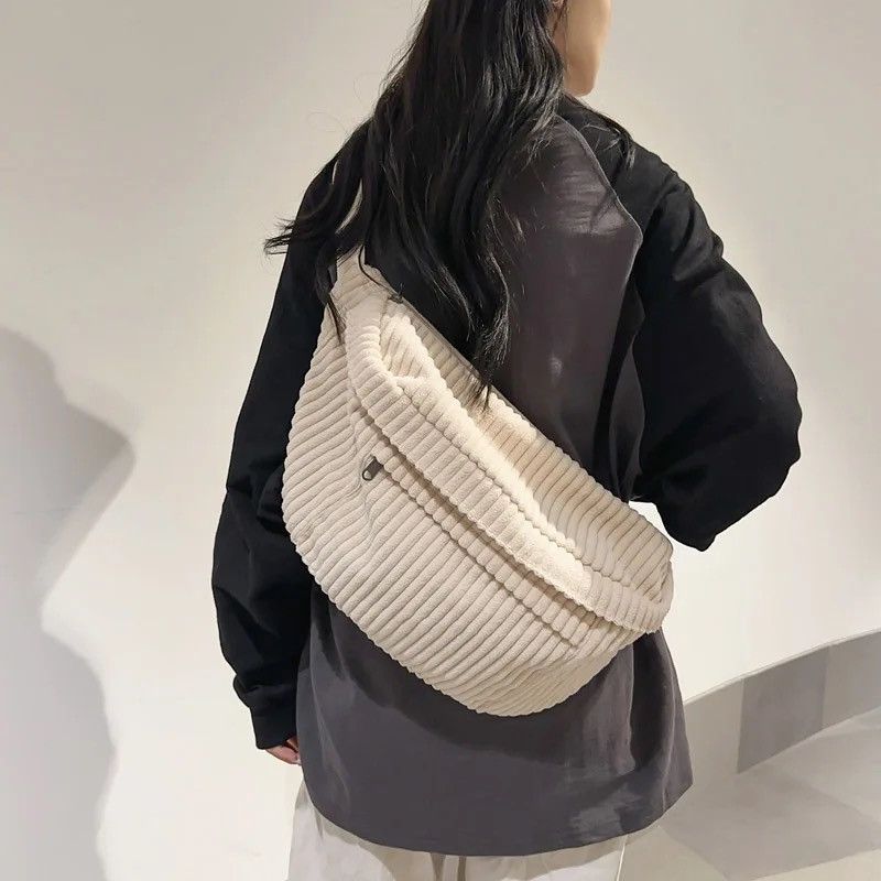 Japanese Brand Unisex Large Capacity Corduroy Chest Bags Size ONE SIZE - 2 Thumbnail