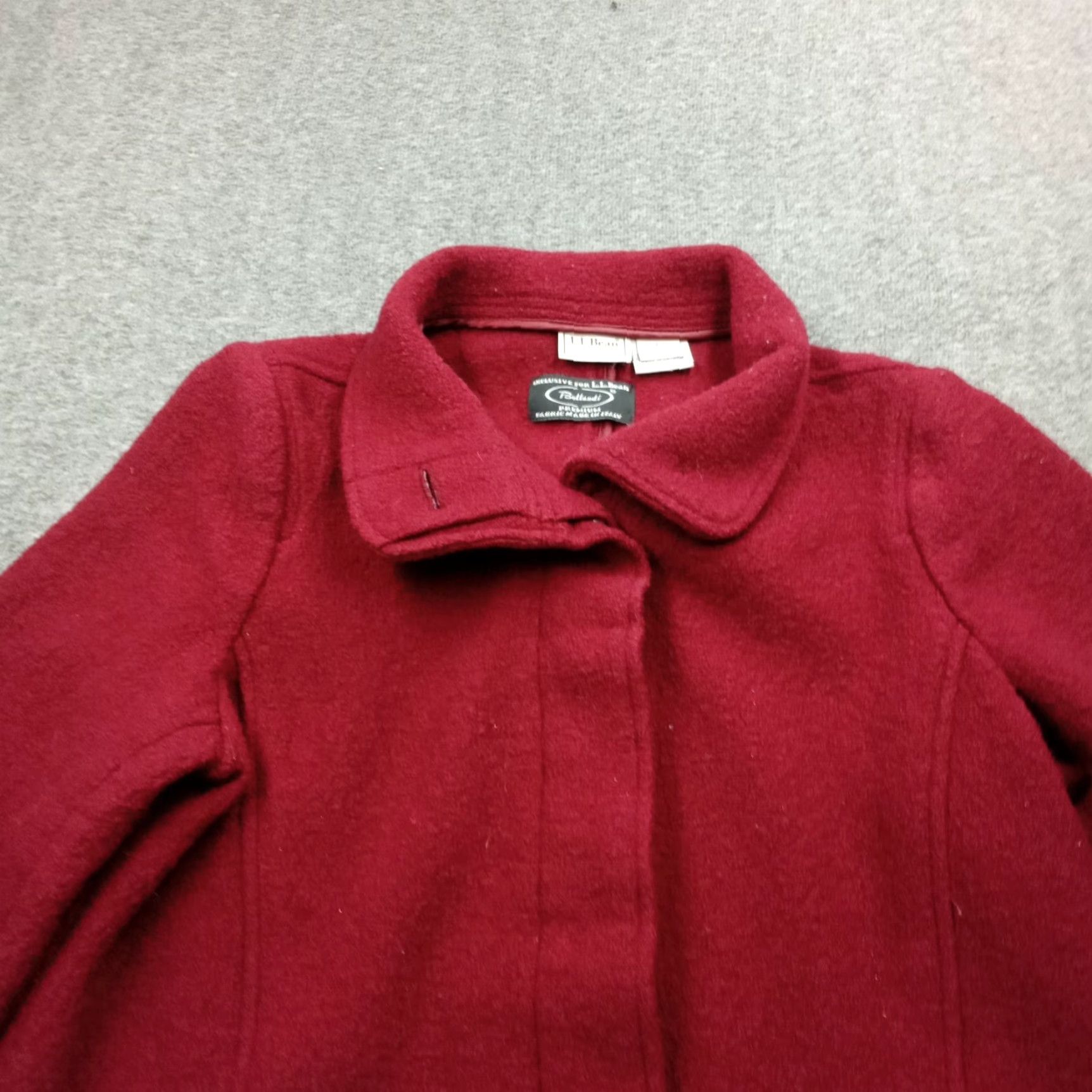Vintage VINTAGE L.L. Bean Pea Coat Women Petite Large Wool Red 90s Classic Bellandi Boiled Wool Size L / US 10 / IT 46 - 2 Thumbnail