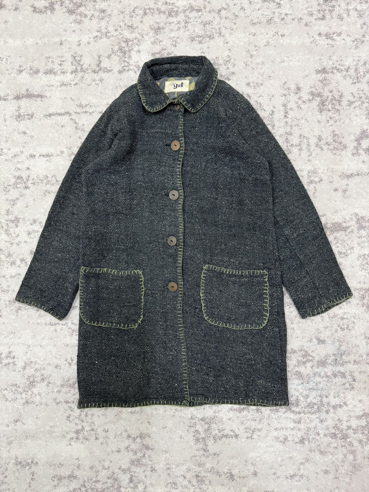 Vintage Yul Women’s Dark Gray Tweeds Coat Jacket Size S / US 4 / IT 40 - 3 Thumbnail