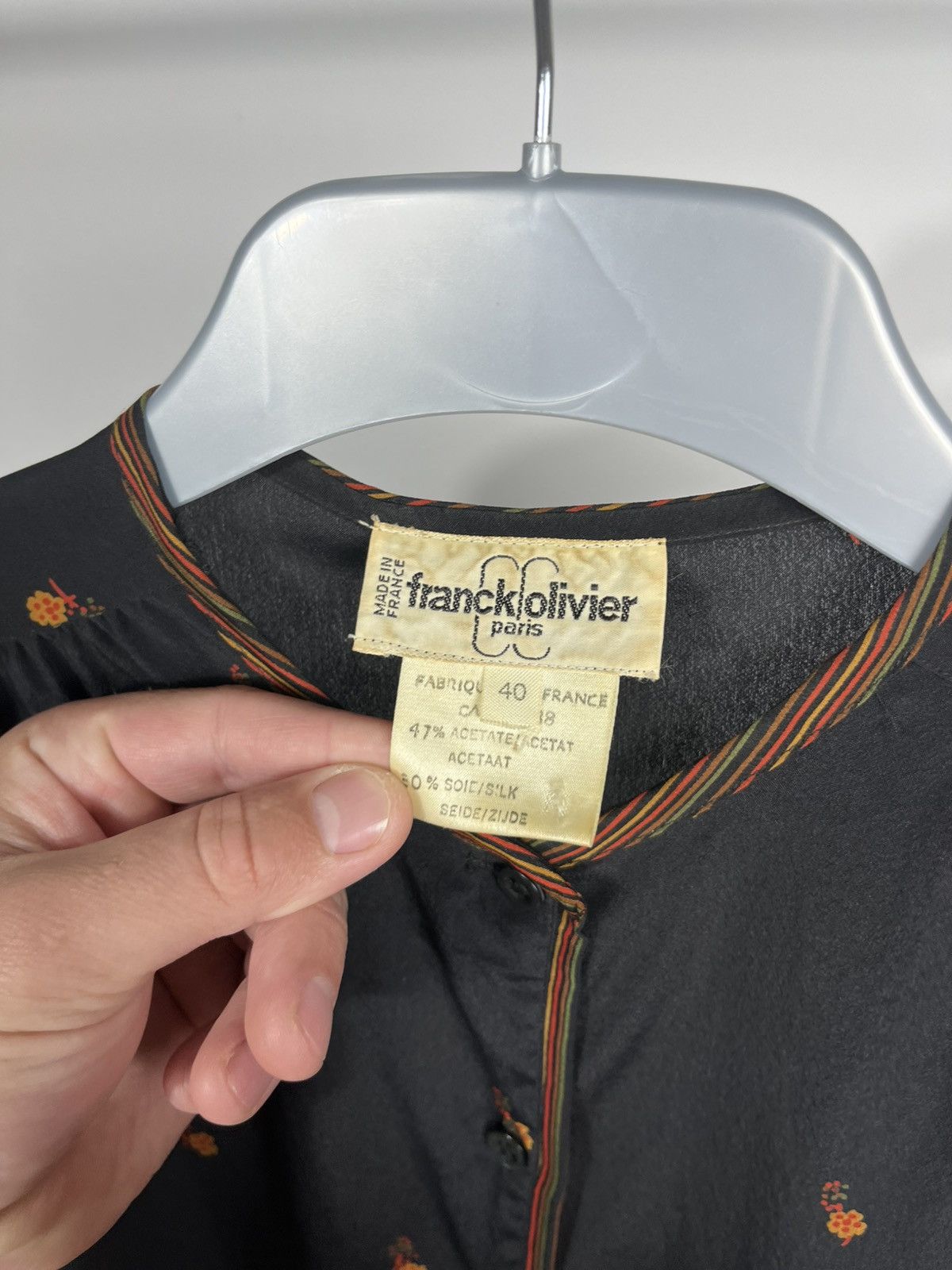 Vintage Vintage Franck Olivier Black Silk Blouse Floral Embroidery Size M / US 6-8 / IT 42-44 - 5 Thumbnail