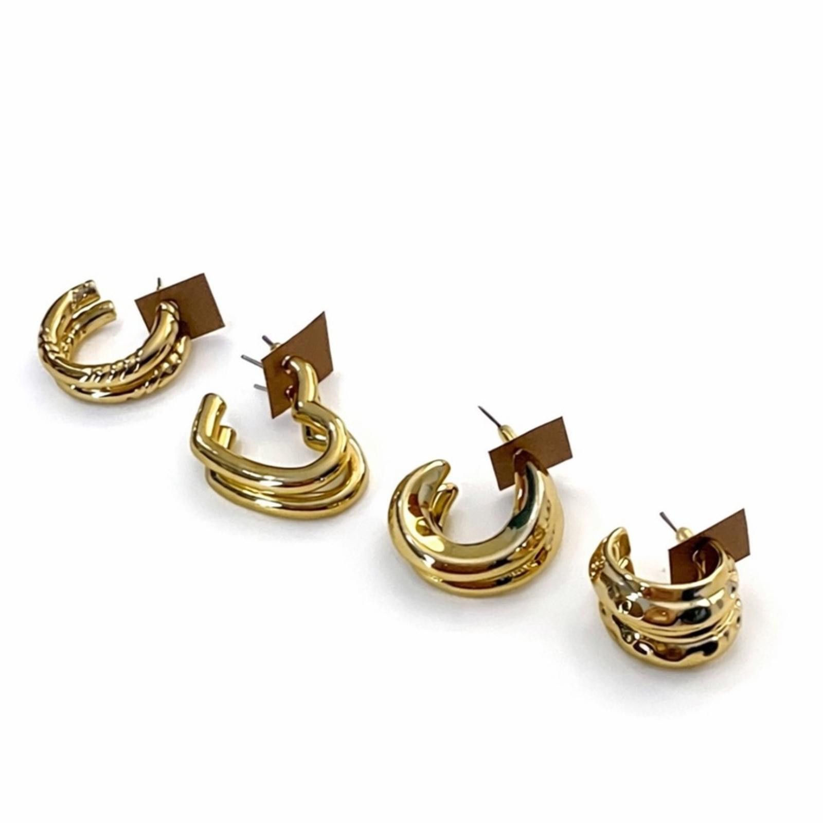 Other Chic Gold-Tone Textured Fashion Hoop Earrings Set of 4 Size ONE SIZE - 1 Thumbnail