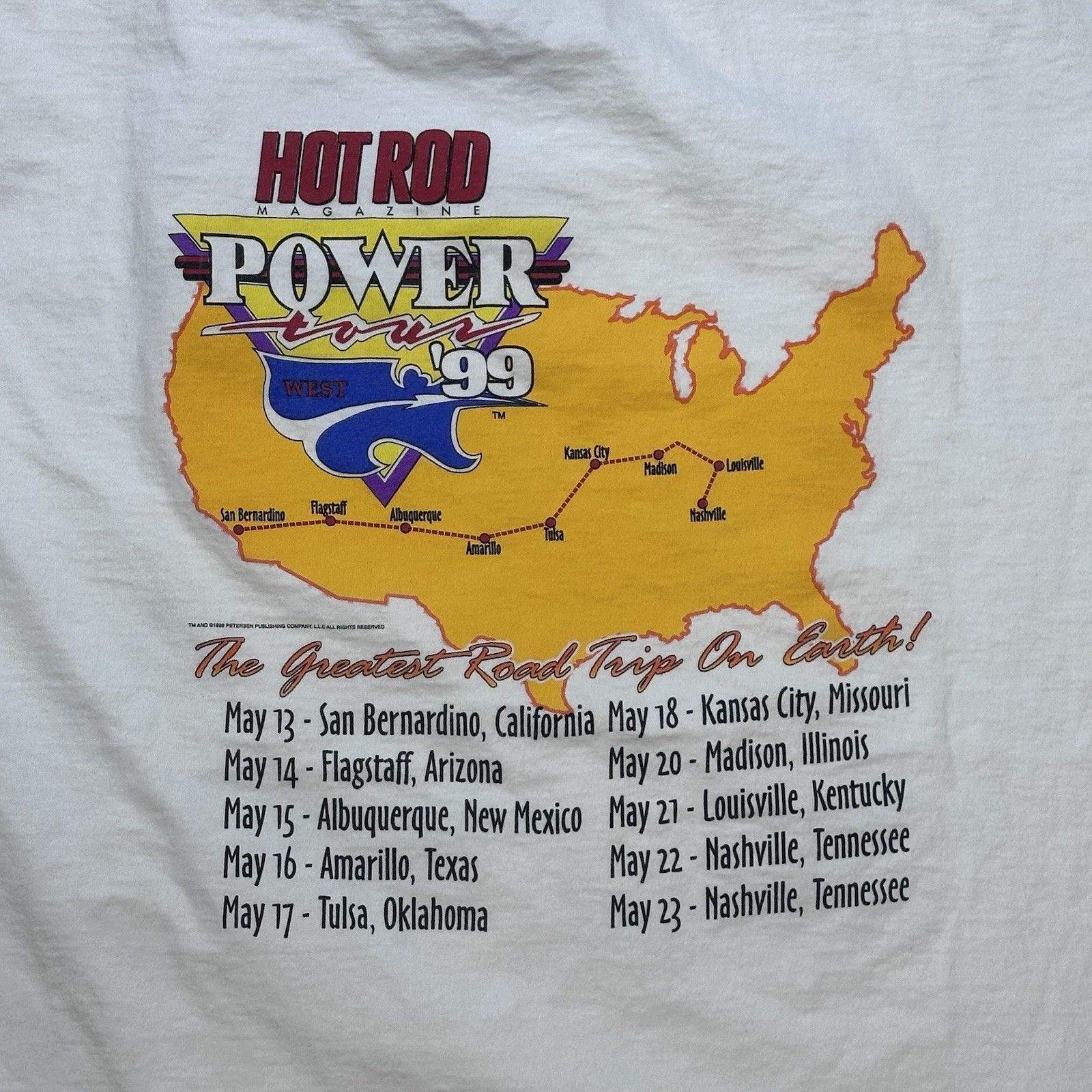 Vintage Vintage 90s Hot Rod Power Tour '99 Graphic T-Shirt Mens XL Size US XL / EU 56 / 4 - 8 Thumbnail