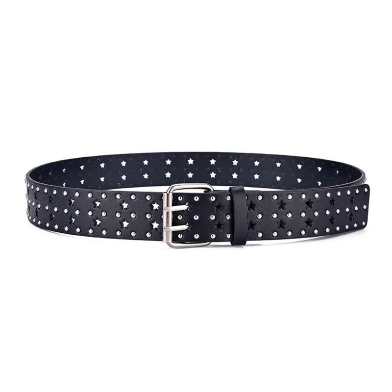 Leather × Vintage Star Hollow Double Row Belt Size ONE SIZE - 2 Thumbnail