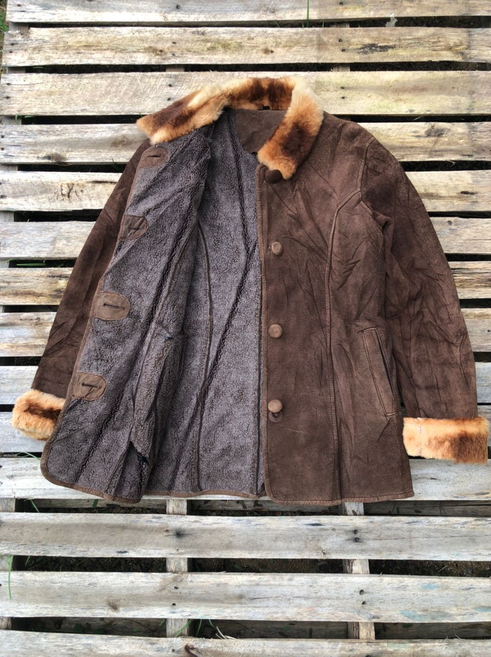 Vintage Fur Moleskin Leather Jacket Unbrand