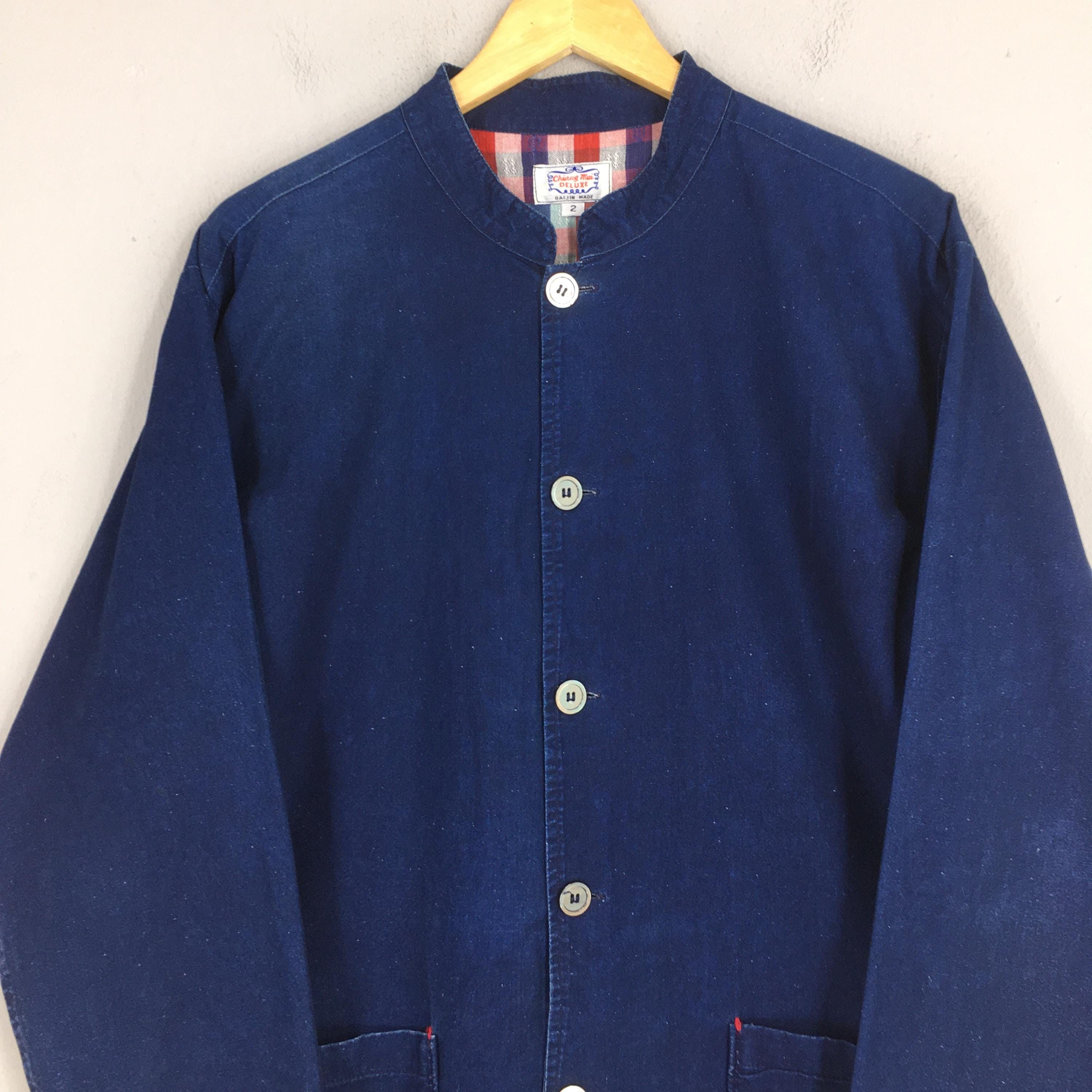 Japanese Brand 90s Gaijin Made Denim Mandarin Indigo Worker Jacket M Size US M / EU 48-50 / 2 - 2 Thumbnail