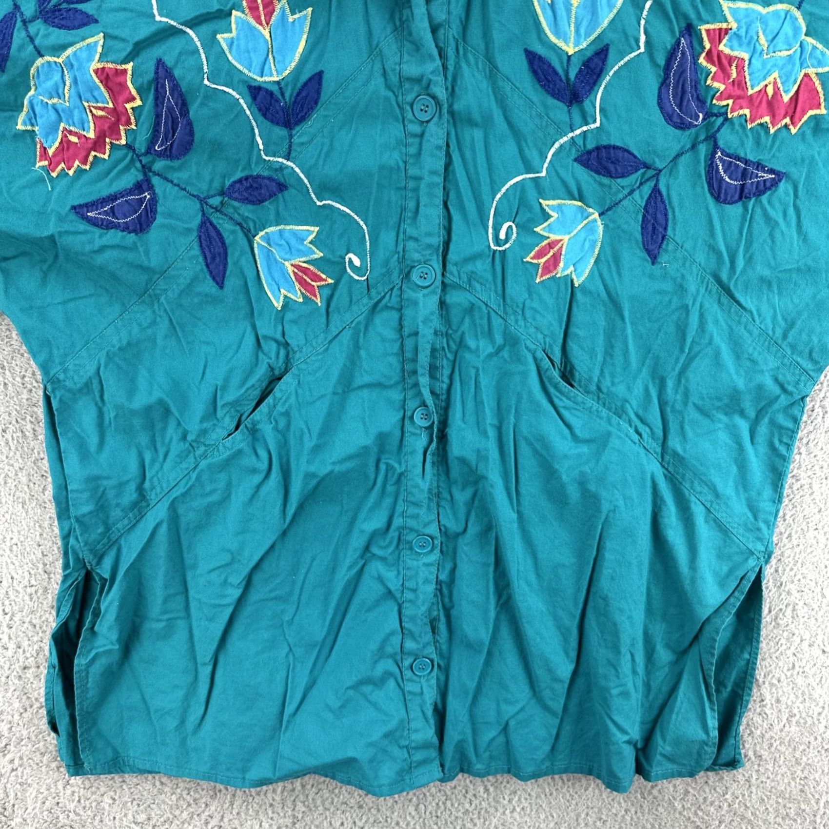 Vintage VINTAGE Sea Wing Shirt Womens One Size Fits All Green Embroidered Pocketed Button Up Shirt L Green Womens Size L / US 10 / IT 46 - 4 Thumbnail
