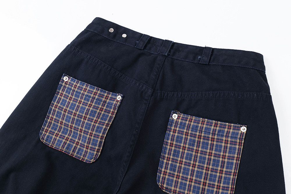 Jean Men's loose wide-leg contrast plaid denim shorts Size US 32 / EU 48 - 5 Thumbnail