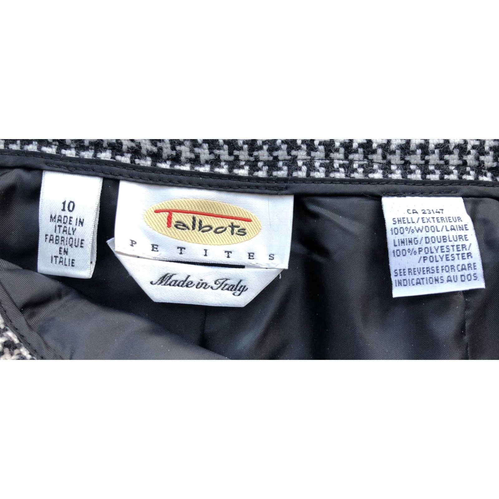 Talbots Talbots Petites Women’s Pants Size 10 Made In Italy 100% Wool Houndstooth B/W Shirt Pants? Size 32" / US 10 / IT 46 - 3 Thumbnail