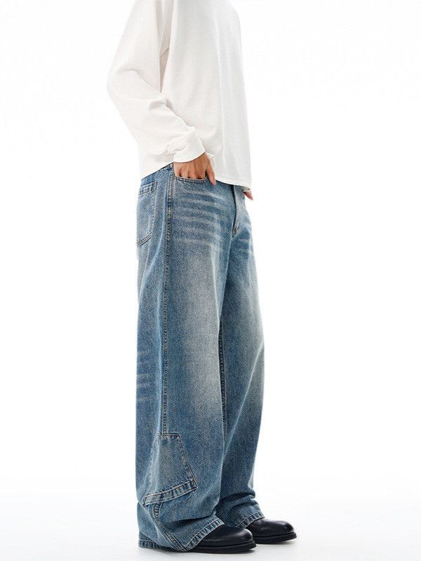 Vintage American retro patchwork straight leg loose jeans Size US 32 / EU 48 - 4 Thumbnail