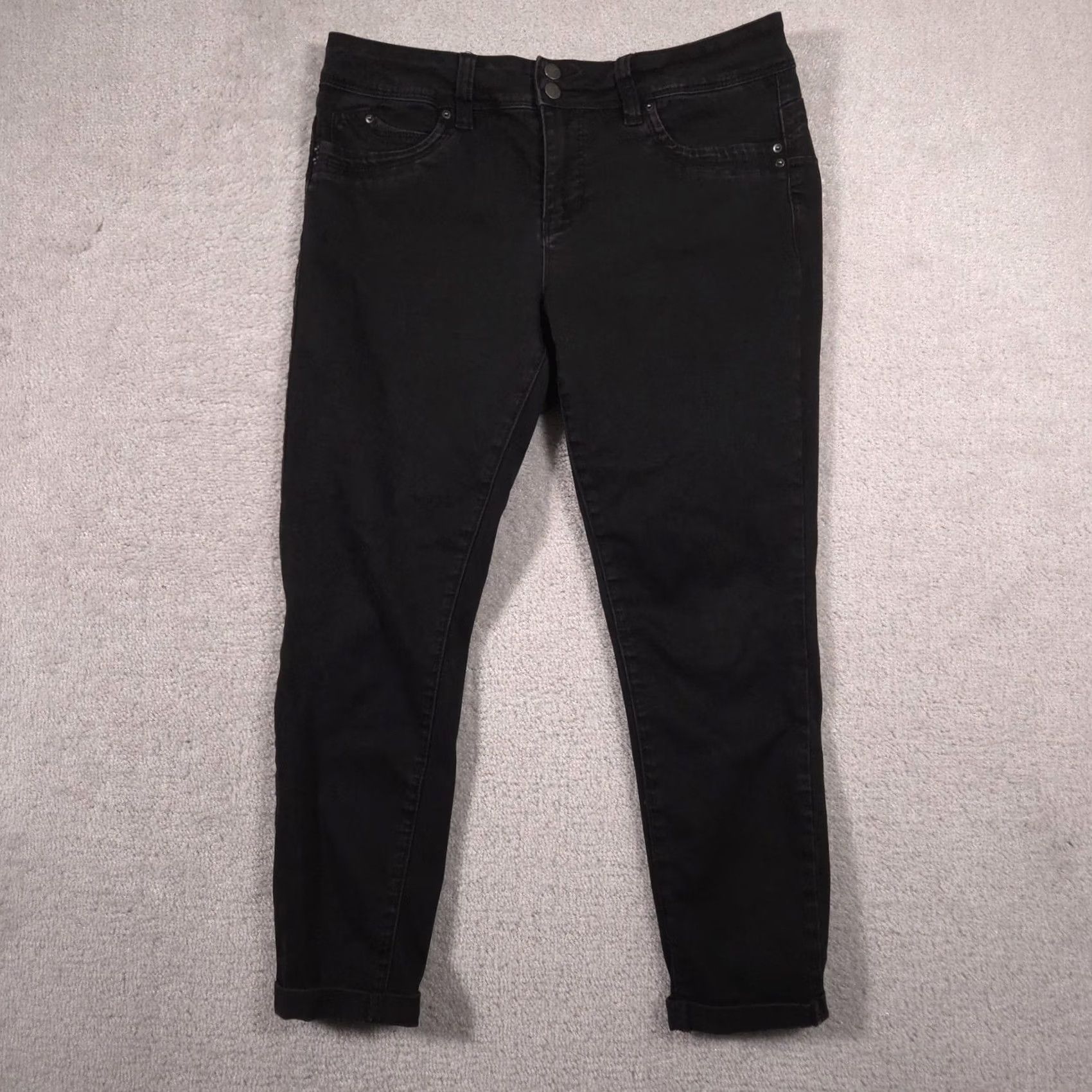 Vintage Royalty For Me WannaBettaButt Jeans Womens 12 Black Mid Rise Skinny Stretch Denim 5-Pocket Fall Womens Black Skinny Jeans Size 34" / US 12 / IT 48 - 2 Thumbnail