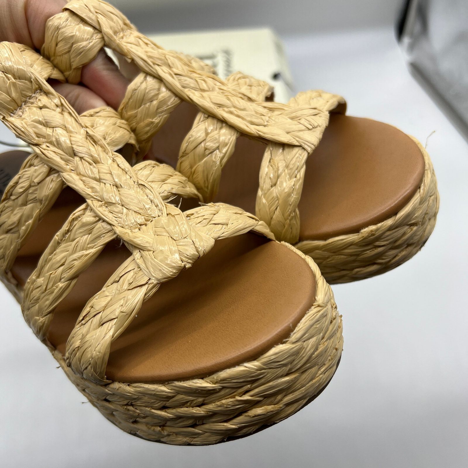 Other a.n.a Womens Merlin Wedge Sandals Brown Natural Size 9M Size US 9 / IT 39 - 8 Thumbnail