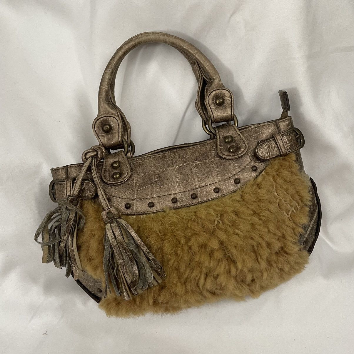 Avant Garde x Vintage Styled Y2K Fur Mini Shoulder Bag in Brown, Women's